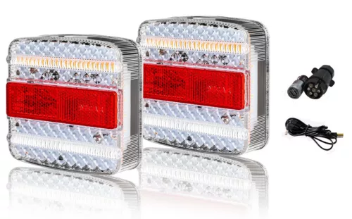 LED utánfutó hátsó lámpa szett 12/24V - 7 pólusú csatlakozóval, komplett világítás - E-jeles