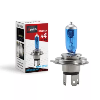   H4 fehér halogén izzó - 55/60W 12V - +50% emelt fényerővel - 1db