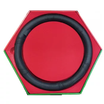   Valódi bőr kormányvédő csavart mintával - 36-38cm - fekete