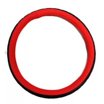   Műbőr sport mintás szellőző kormányvédő - 36-38cm - piros-fekete - KV-HB23825/7-1r