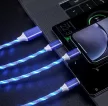 3in1 világító LED töltőkábel - kék