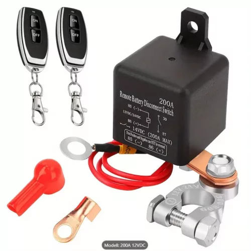 Távirányítós DC áramtalanító relé - 200A 12V