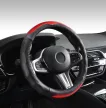 CARBON DESIGN valódi bőr kormányvédő - 38cm - fekete-piros