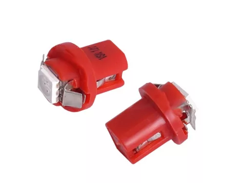 BAX B8.5d 12V piros műszerfal LED izzó - párban