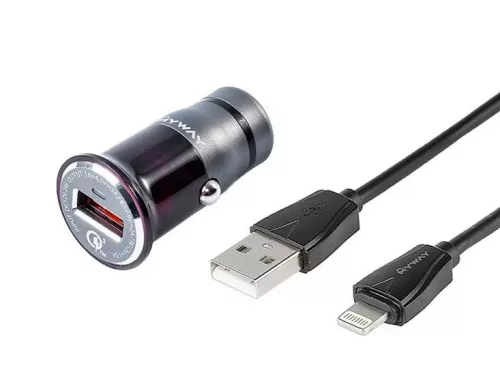 Autós szivargyújtó töltő + Lightning kábel - 12/24V