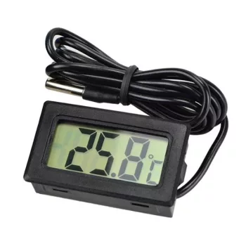 Elektronikus hőmérő LCD kijelzővel - fekete