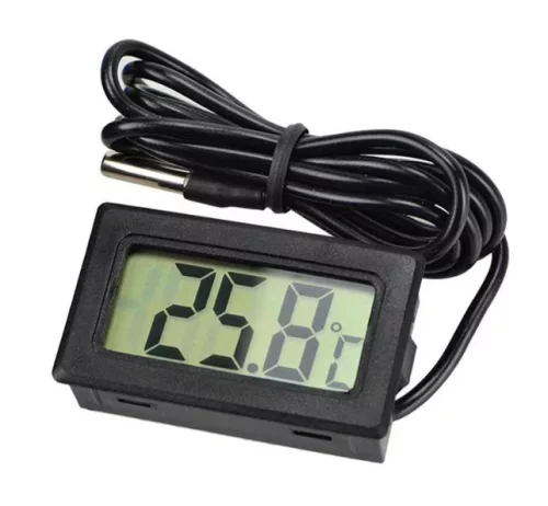 Elektronikus hőmérő LCD kijelzővel - fekete