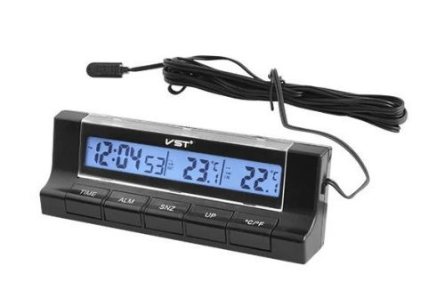 Autós óra külső/belső hőmérséklet érzékelővel - 12V