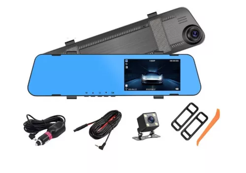 Visszapillantó tükör menetrögzítő és tolatókamerával - 4,5"