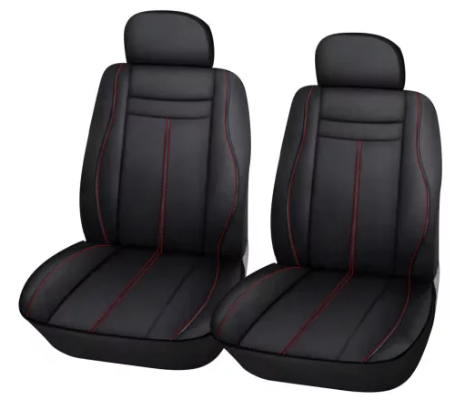 2db-os műbőr üléshuzat - légzsákos - fekete-piros