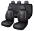 11 részes műbőr univerzális üléshuzat szett - 2helyen osztható, légzsákos - fekete-piros