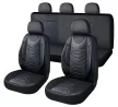11 részes műbőr univerzális üléshuzat szett - 2helyen osztható, légzsákos - fekete-kék 
