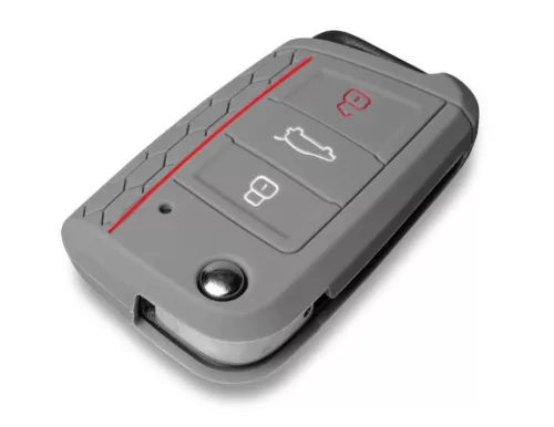 VW gumi autókulcs tok - szürke -W14475GR