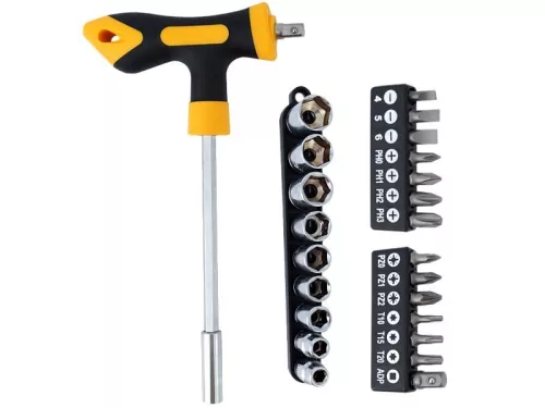 Csavarhúzó készlet - T24 csavarhúzó, adapter, 13 bit és 9 dugókulcs