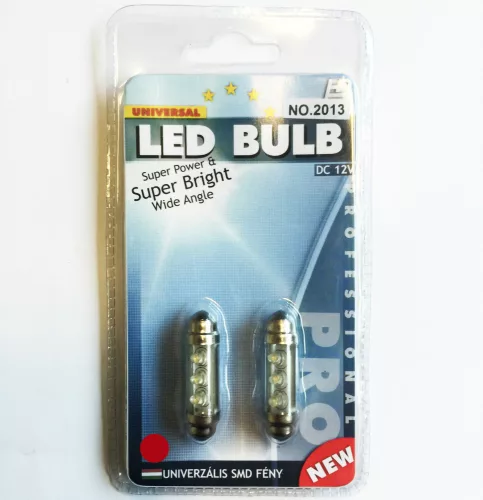 Szofita LED izzó - piros - 12V - 39mm - párban