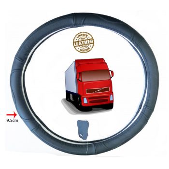 Teherautós valódi bőr kormányvédő - fekete - 45cm