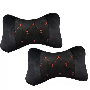 Nyakpárna steppelt mintázattal - fekete/piros - 2 db-os