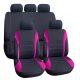Univerzális 8 részes üléshuzat szett - pink-fekete színű
