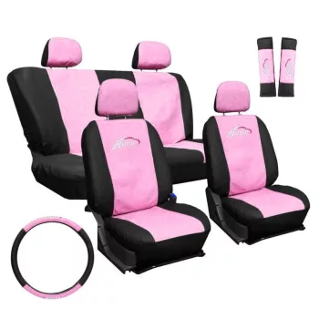 11 részes univerzális üléshuzat - rózsaszín-fekete
