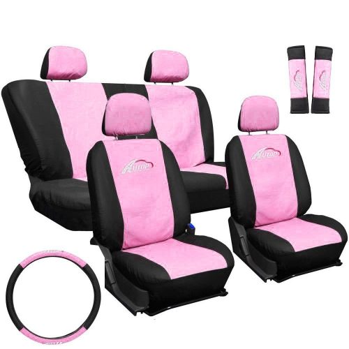 Univerzális 11 részes üléshuzat szett - rózsaszín-fekete