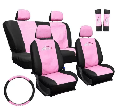 11 részes univerzális üléshuzat - rózsaszín-fekete
