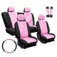11 részes univerzális üléshuzat - rózsaszín-fekete