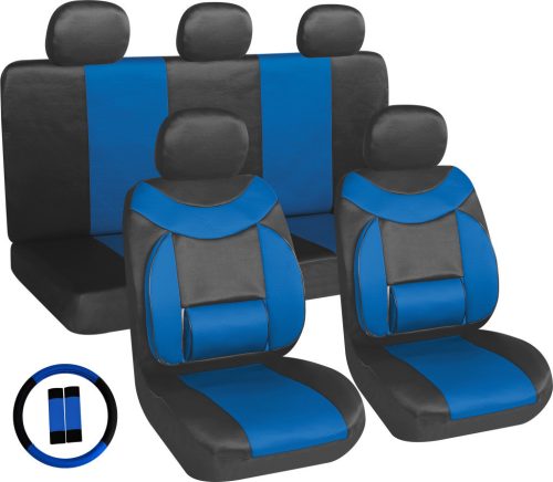 Univerzális 11 részes deréktámaszos üléshuzat szett - kék-fekete - AG28505