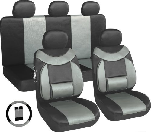 Univerzális 11 részes deréktámaszos üléshuzat szett - szürke-fekete - AG28505