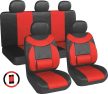 Univerzális 11 részes deréktámaszos üléshuzat szett - piros-fekete - AG28505