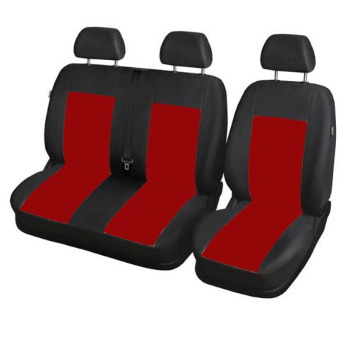 Furgon, kisteherautó üléshuzat 1+2-es ülésre, fekete-piros színben