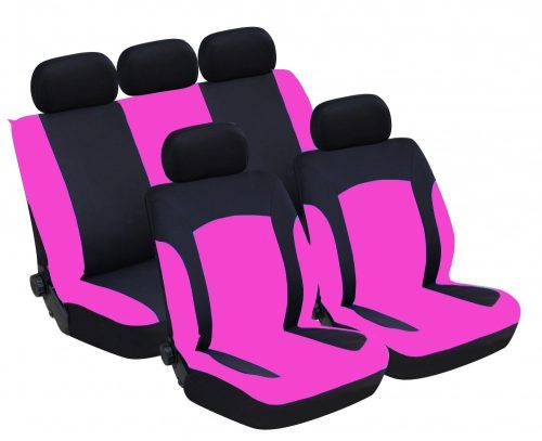 Univerzális 8 részes üléshuzat szett - pink alapon fekete