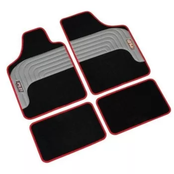   Lampa Kumo - 4 részes autószőnyeg szett, fekete-szürke, piros szegéllyel