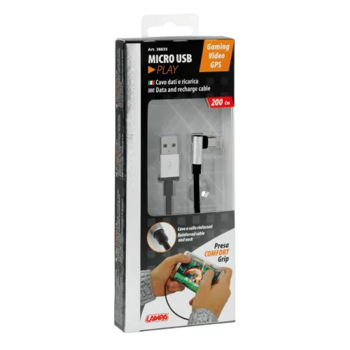Lampa 90°-os USB-C mobil kábel - 200cm - fekete