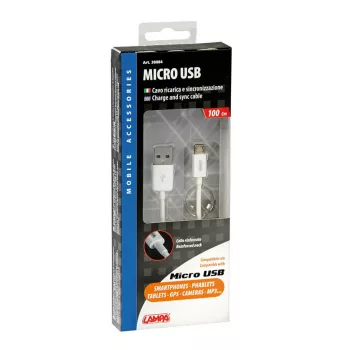 Lampa microUSB mobil kábel - fehér - 100cm