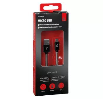 Lampa micro USB mobil kábel - fekete - 200cm