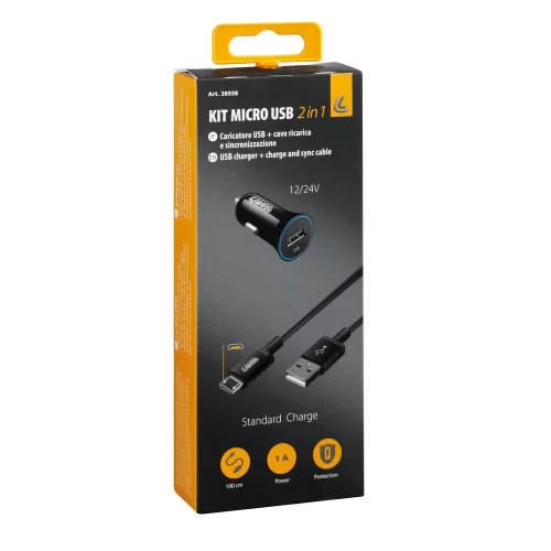 Lampa - szivargyújtós töltő - 1000mA + 1 Micro USB kábel 100cm 