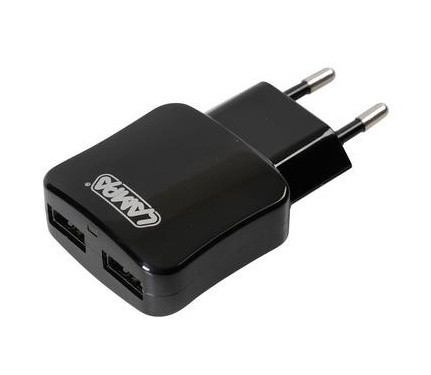 Lampa hálózati USB adapter - 2 USB-s - 230V 2100mA