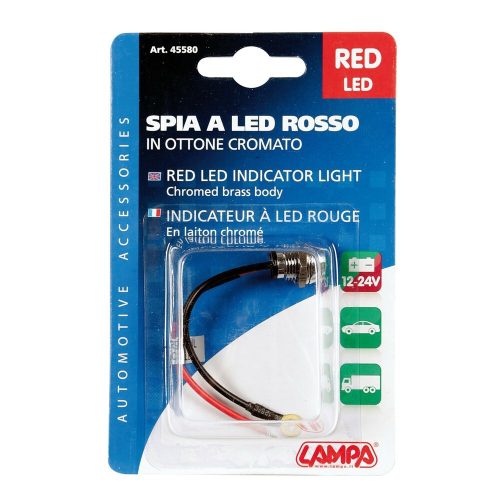 Lampa 12/24V LED jelzőfény (menetes), piros színű