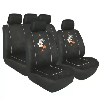   LAMPA Floral 9 részes univerzális üléshuzat szett - fekete - virágmintás