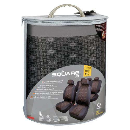 LAMPA Square - 11 részes üléshuzat szett, univerzális, fekete-antracit