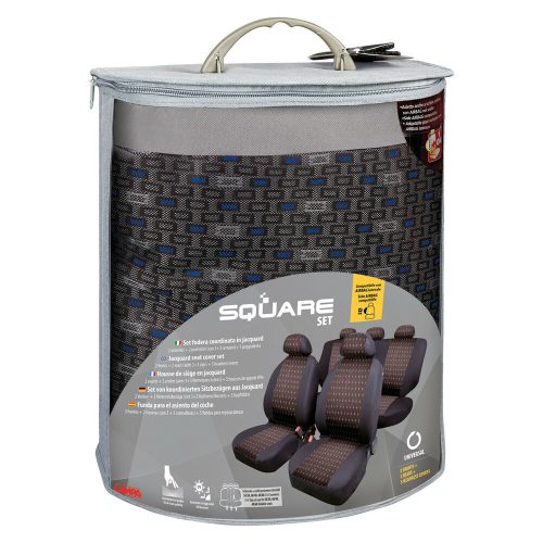 LAMPA Square - 11 részes üléshuzat szett, univerzális, szürke-kék