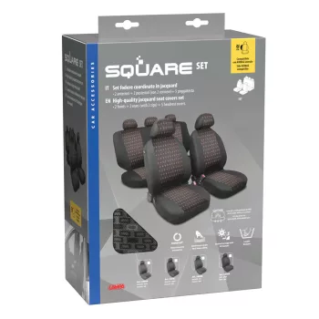   LAMPA Square - 11 részes üléshuzat szett, univerzális, fekete-szürke