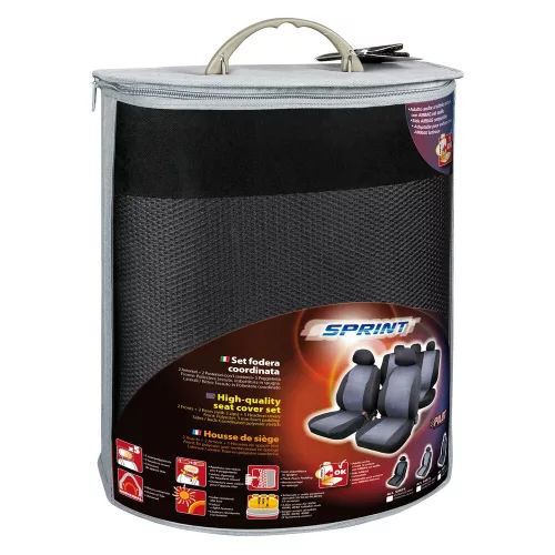 LAMPA Sprint - 9 részes üléshuzat szett, univerzális, fekete-szürke