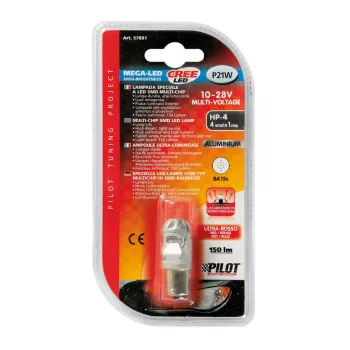 Lampa 10-28V BA15S 4 SMD LED, piros színű (Red)