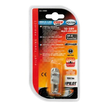 Lampa 9-30V BAY15D 4 SMD LED, sárga színű (Amber)