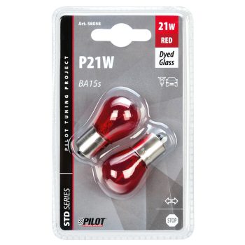 Lampa BA15S (P21W) izzó, piros színű, - párban