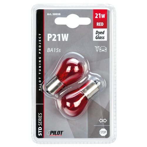 Lampa BA15S (P21W) izzó, piros színű, - párban