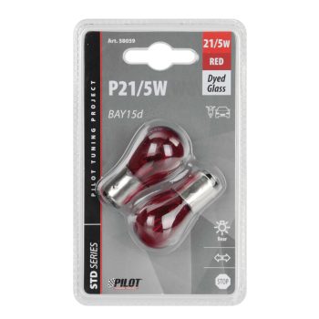 Lampa BAY15D (P21/5W) izzó, piros - párban