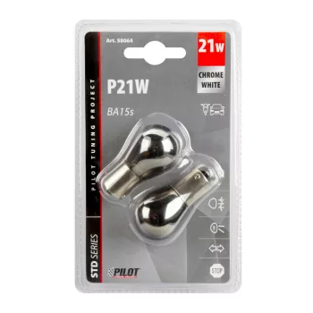 Lampa BA15S (P21W) izzó, Króm-fehér, - párban