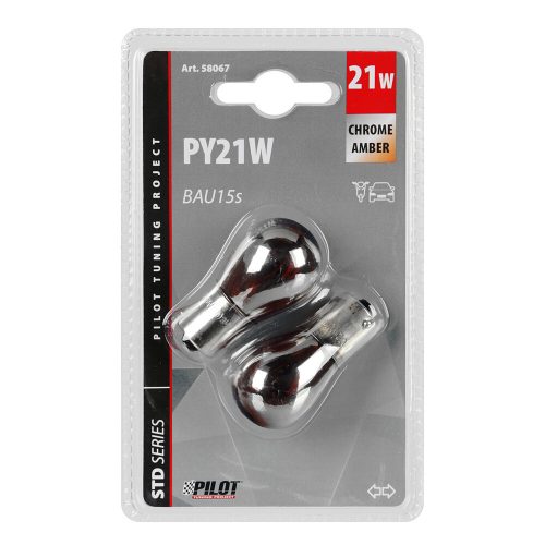 Lampa BAU15S (PY21W) izzó,Króm-sárga, - párban